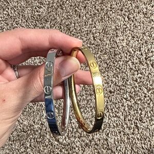 Designer Inspired Silver and Gold Bangle Set